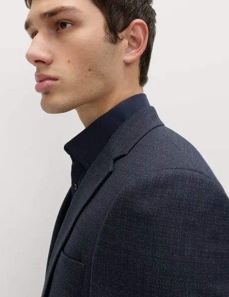 Marks & Spencer Skinny Fit Textured Stretch Suit Jacket Navy