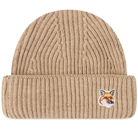 Maison Kitsuné Fox Head Patch Ribbed Beanie