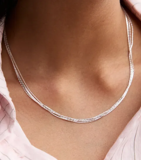 Silver Tone Layered Look Necklace