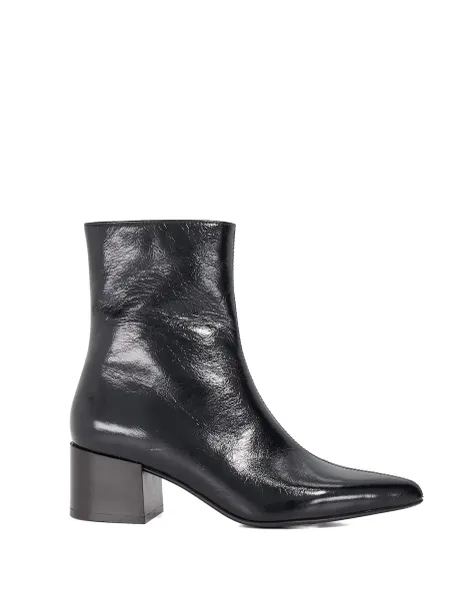 Dune London Leather Block Heel Pointed Ankle Boots