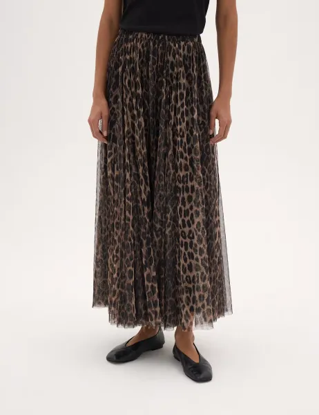 HUSH Animal Print A Line Maxi Skirt Brown Mix
