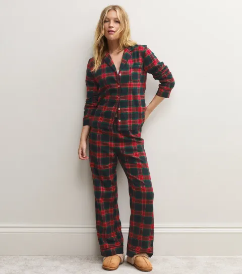 New Look Women's Red Tartan Shirt and Trousers Pyjama Set
