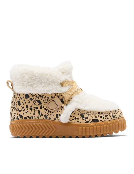 Sorel Suede Animal Print Ona Ave Alpine Boots Beige Mix