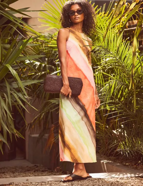 RO&ZO Striped Midaxi Column Dress