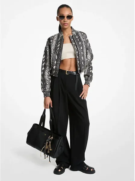 Pleated Crepe Wide-Leg Pant
