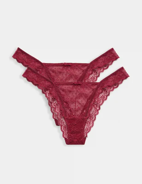 Marks & Spencer 2 Pack Ida Mesh & Lace Miami Knickers Wine