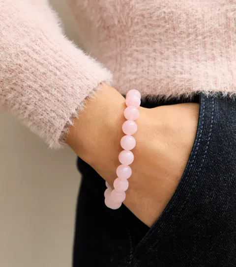 Mid Pink Resin Bead Stretch Bracelet
