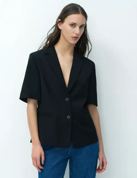 French Connection Tailored Short Sleeve Blazer Black