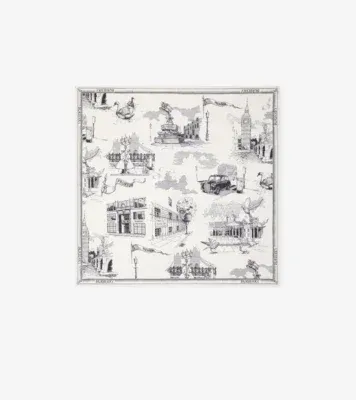 London Landmarks Silk Scarf in Monochrome