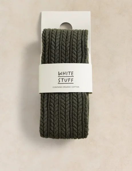 White Stuff Cotton Rich Textured Tights Green