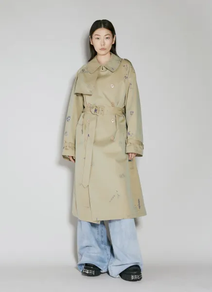 Scribbled Trench Coat