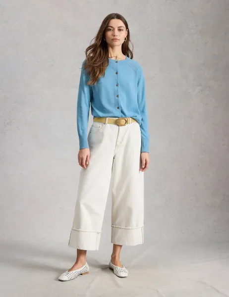White Stuff Pure Cotton Textured Cardigan Blue
