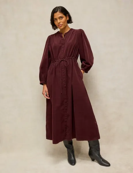 White Stuff Lana Cord Midi Dress Plum