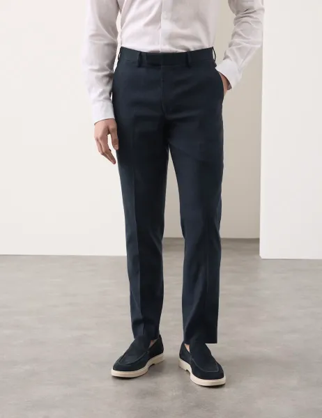 Autograph Tailored Fit Italian Performance Linen Blend Suit Trousers Navy