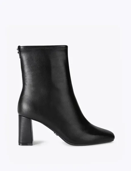 Carvela Patent Block Heel Square Toe Ankle Boots Black
