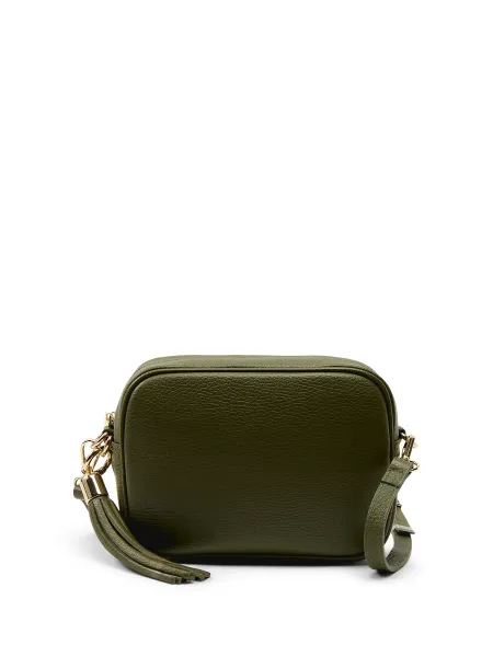 Apatchy London The Tassel Olive Green Leather Crossbody Bag