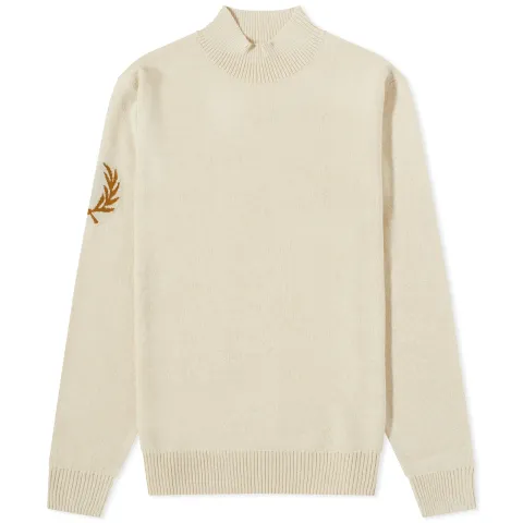 Intarsia Laurel Wreath Mock Neck Knit