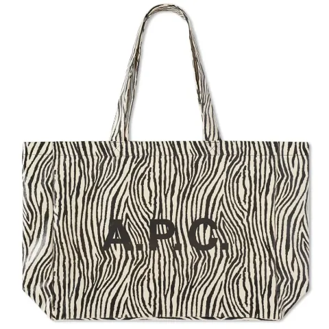 A.P.C Diane Zebra Print Logo Shopping Tote