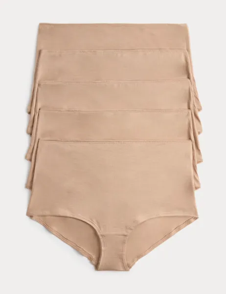 Marks & Spencer 5 Pack Pure Cotton High Rise Shorts Rose Quartz