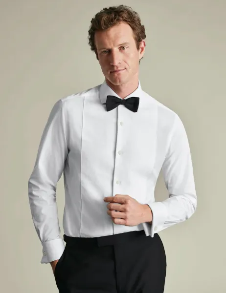 Charles Tyrwhitt Wing Collar Marcella Bib Front Evening Shirt White