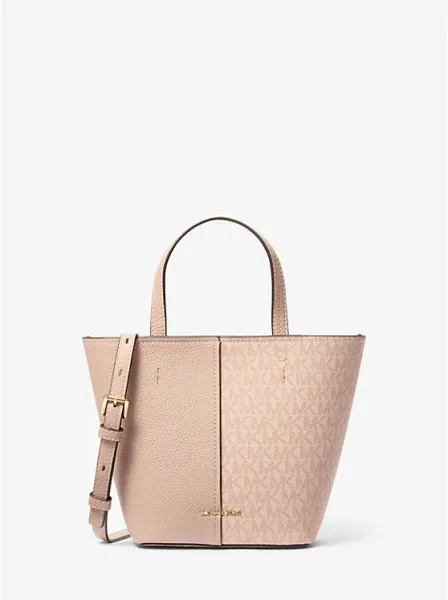 Michael Kors Flora Medium Signature Logo and Pebbled Leather Crossbody Bag