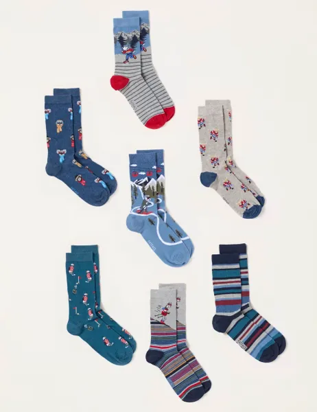 FatFace 7 Days of Socks Gift Set Multi