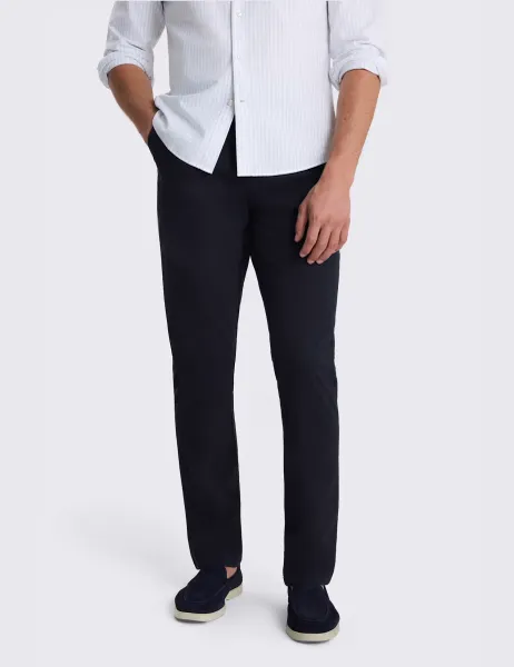 Moss Tailored Fit Stretch Chinos Navy