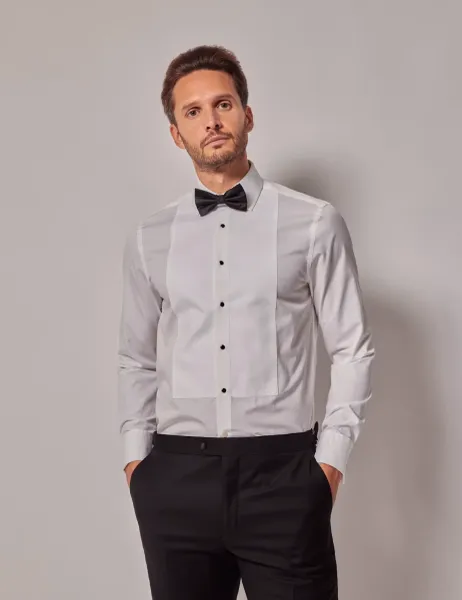 Hawes & Curtis Slim Fit Pure Cotton Waffle Evening Shirt White
