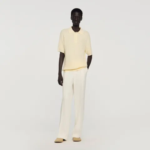 Waffle-texture cotton polo