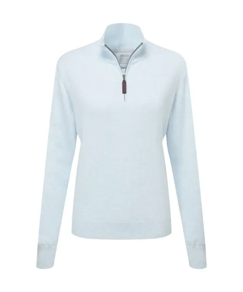 Polperro Pima Cotton Quarter Zip - Blue Water