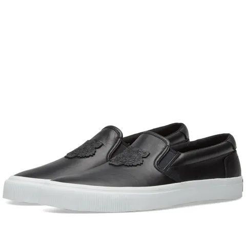Tiger Logo Leather Slip On