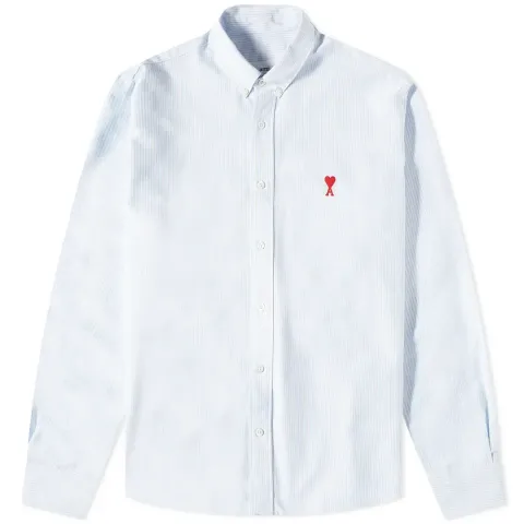AMI Stripe Logo Button Down Oxford Shirt