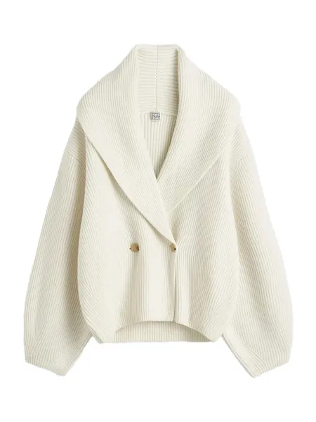 Shawl-Lapel Cardigan Milk