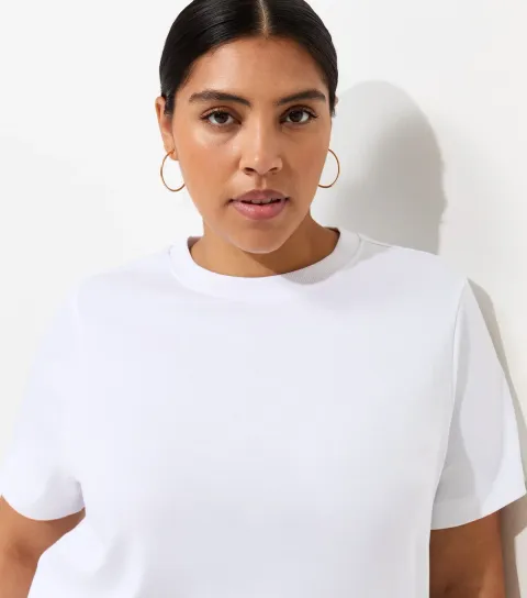 New Look Women's Premium Plus Size White Cotton Relaxed T-Shirt Curves