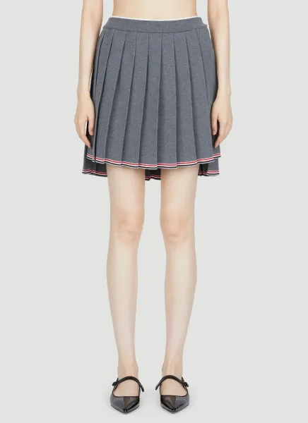 Pleated Wool-Knit Mini Skirt