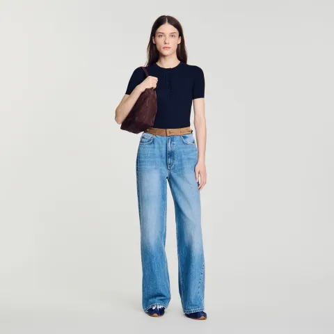 Ribbed short-sleeved jumper