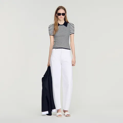 Striped polo-style jumper