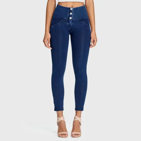 Freddy WRUP Denim - 3 Button High Waisted - 7/8 Length - Dark Blue + Blue Stitching