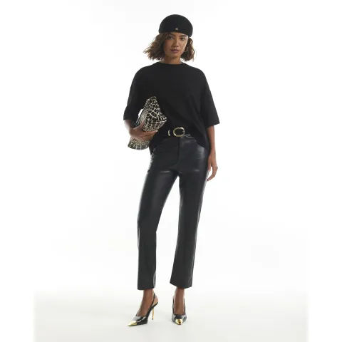 River Island Faux Leather Straight Leg Trousers