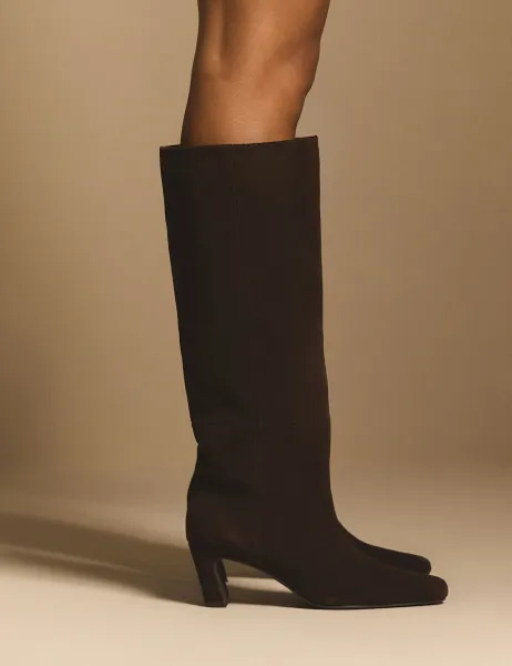 Nobody's Child Leather Square Toe Knee High Boots
