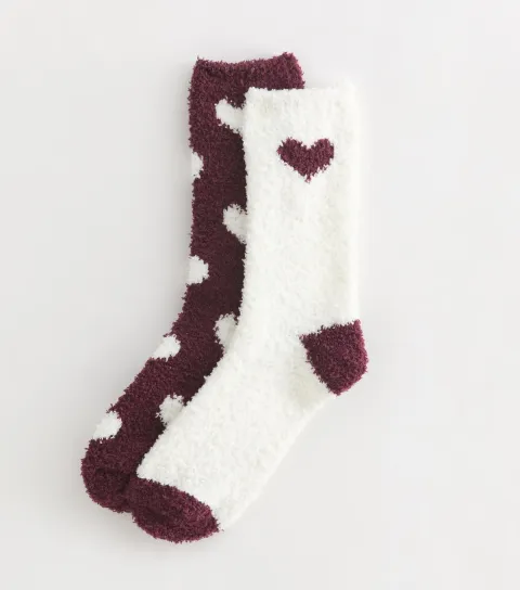 Pack of 2 Red Heart Pattern Cosy Knit Socks
