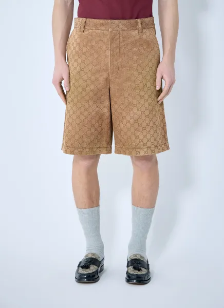 Embossed GG Suede Shorts
