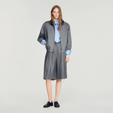 SANDRO Check wool shorts