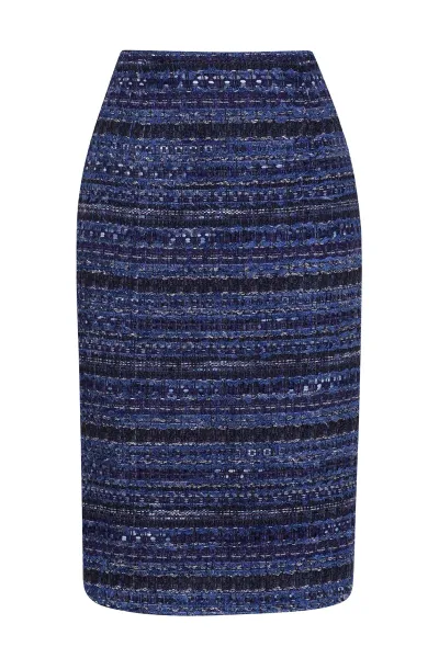 Penelope Skirt in Blue Striped French Tweed