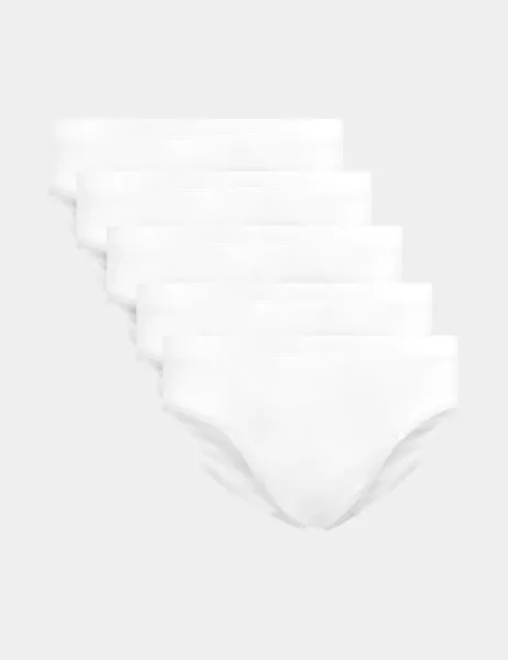 Marks & Spencer 5 Pack Pure Cotton Cool & Fresh Briefs White