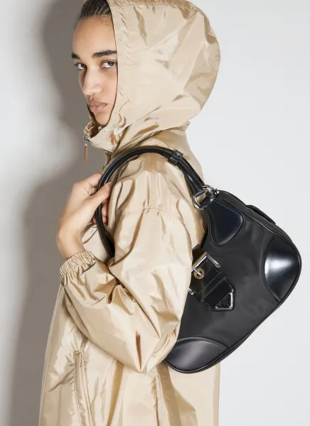 Re-Nylon And Leather Shoulder Bag