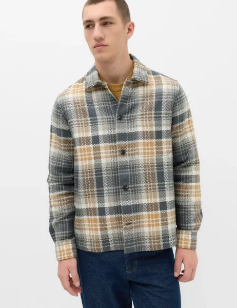 Marks & Spencer Pure Cotton Checked Overshirt Green Mix