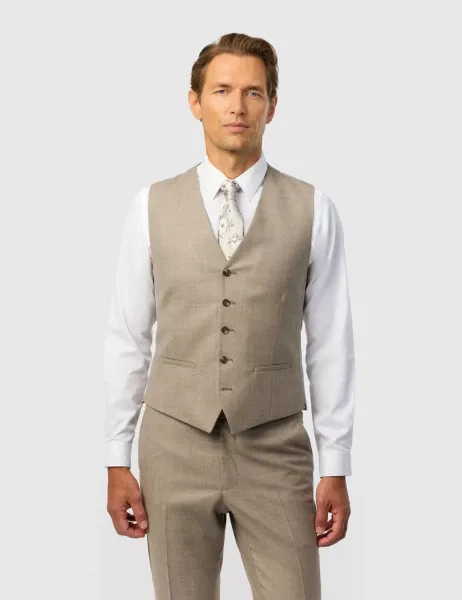 Ted Baker Tailored Fit Wool Rich Stretch Waistcoat Oatmeal