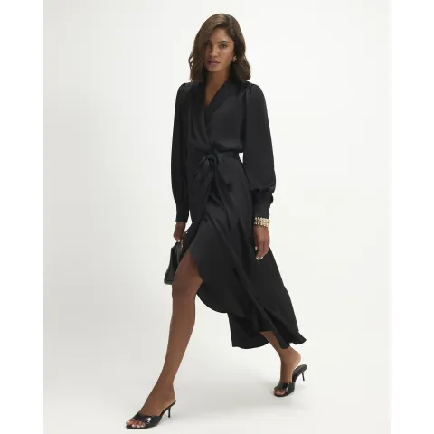 River Island Satin Wrap Front Midi Dress