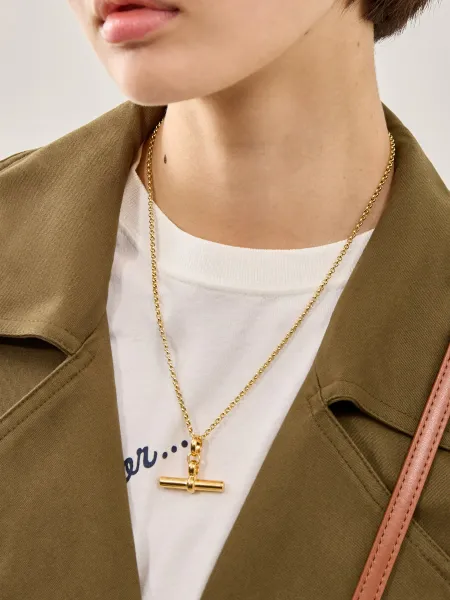 Tilly Sveaas Medium T-Bar Belcher Necklace 18kt gold